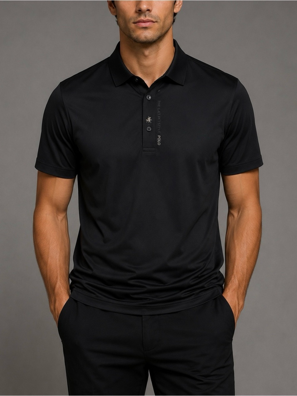 NEW!! Sleek Black The Latest Style Polo Shirt - 
Sz L/XL